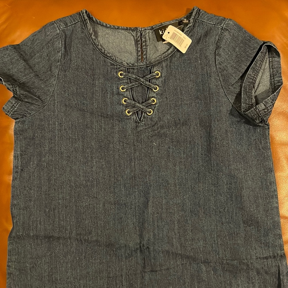 Girls size 10 light soft denim casual dress.